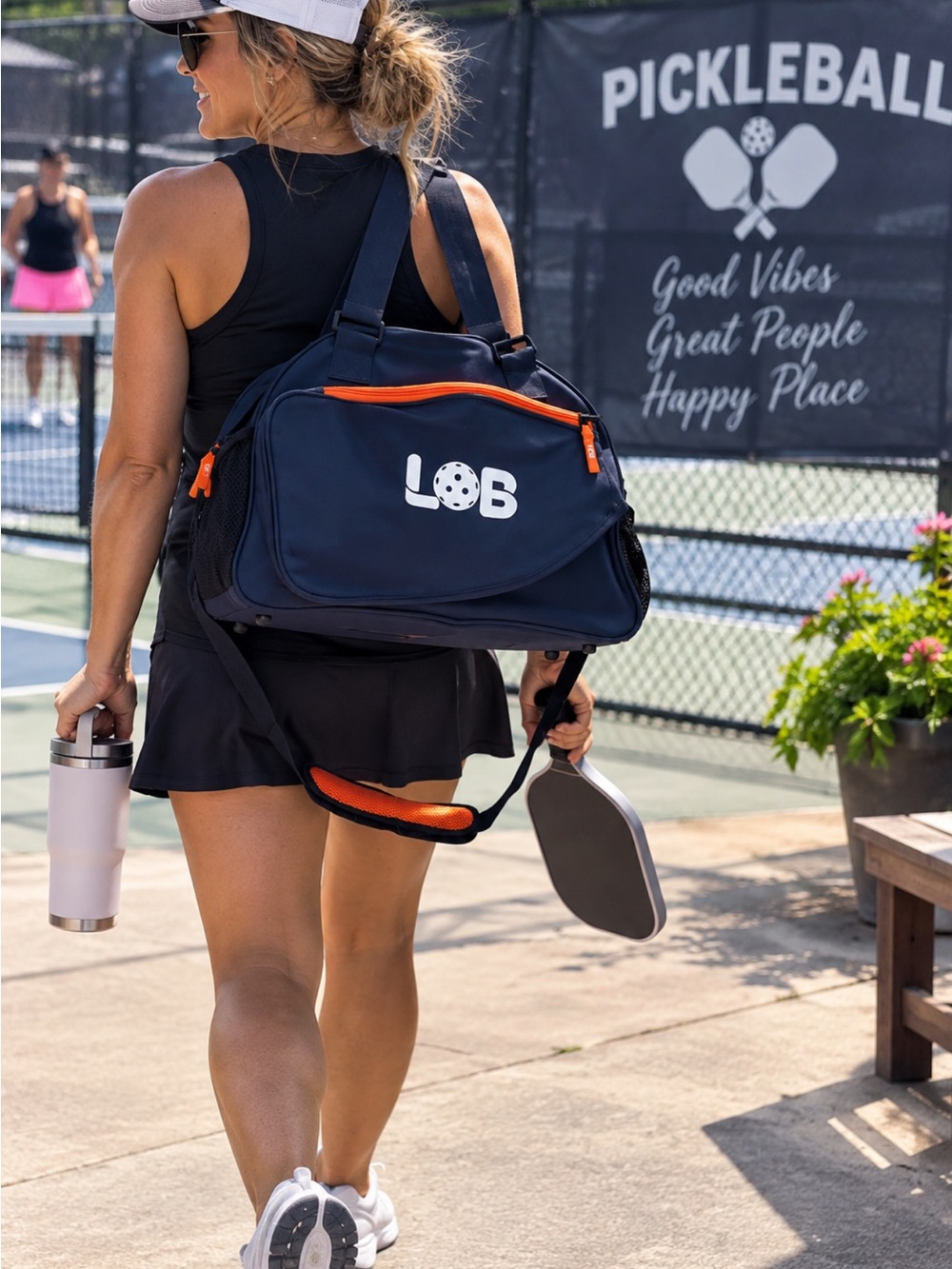 LOB Navy and Orange Travel Duffel Bag for Women